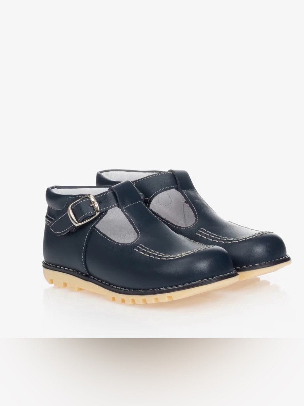Toddler Navy T-Strap Dress Shoes with Buckle